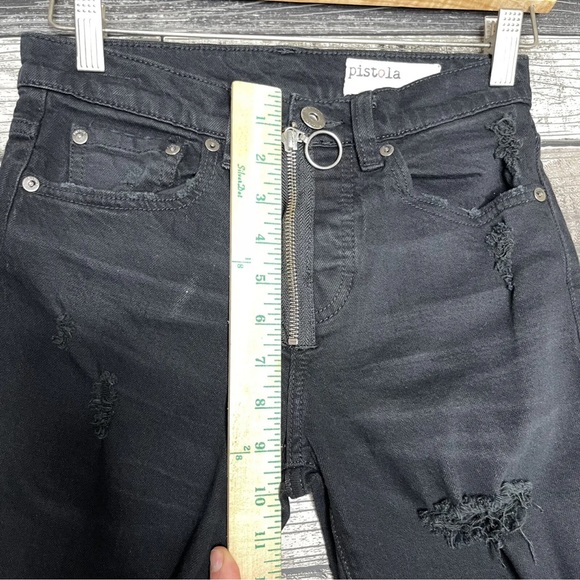 Pistola Womens Jeans Size 24 Black Distressed Skinny Ankle Length Stretch Fit 00 - Picture 6 of 11
